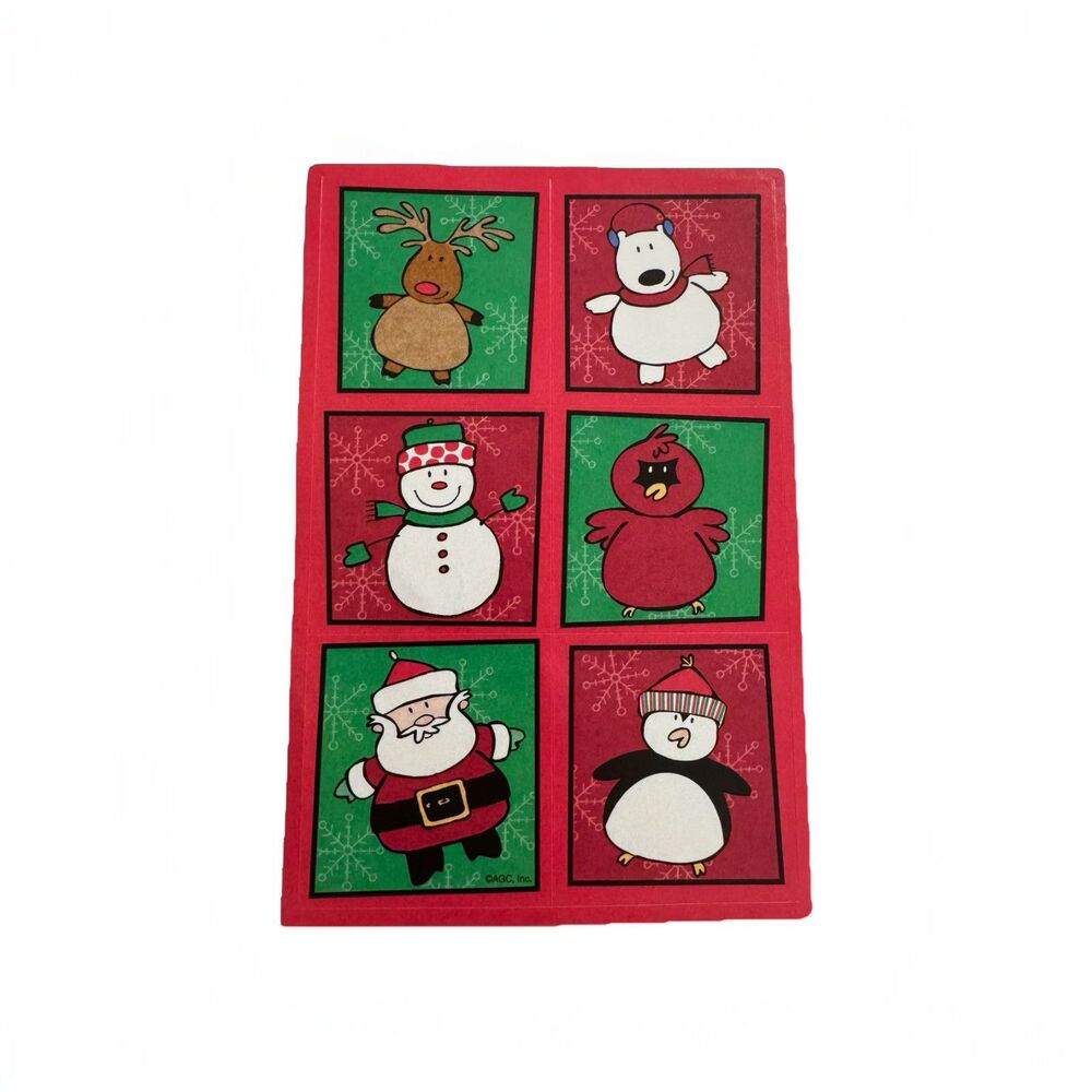Christmas Snowman Stickers Sheet Santa Bear Penguin Reindeer Cardinal AGC
